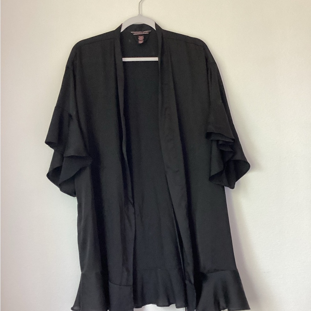 Victoria's Secret Black Robe with Ruffled Hem